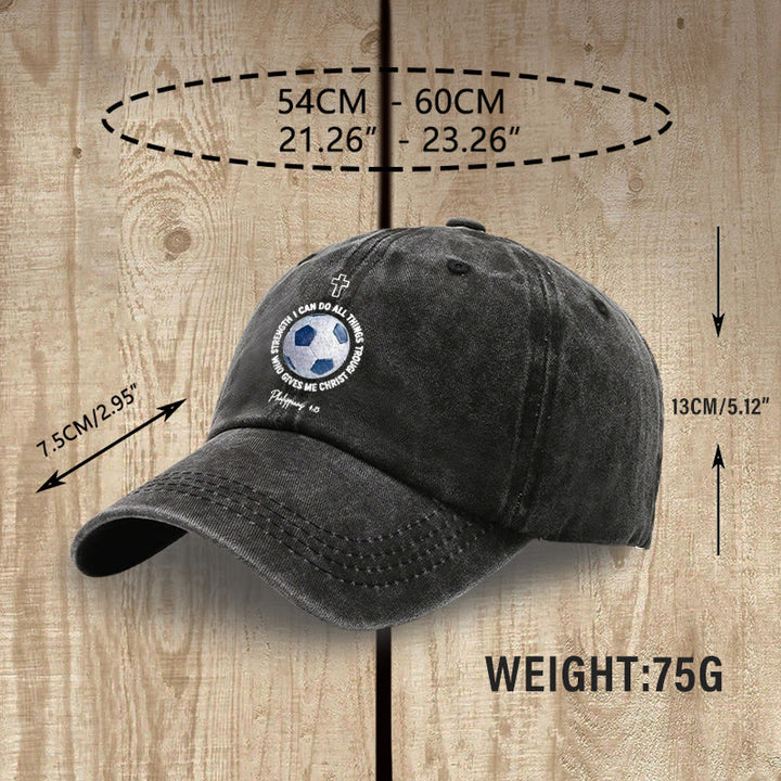 Christianartworkshop I Can Do All Things Through Christ Soccer Philippians 4 13 Washed Baseball Cap - image 4