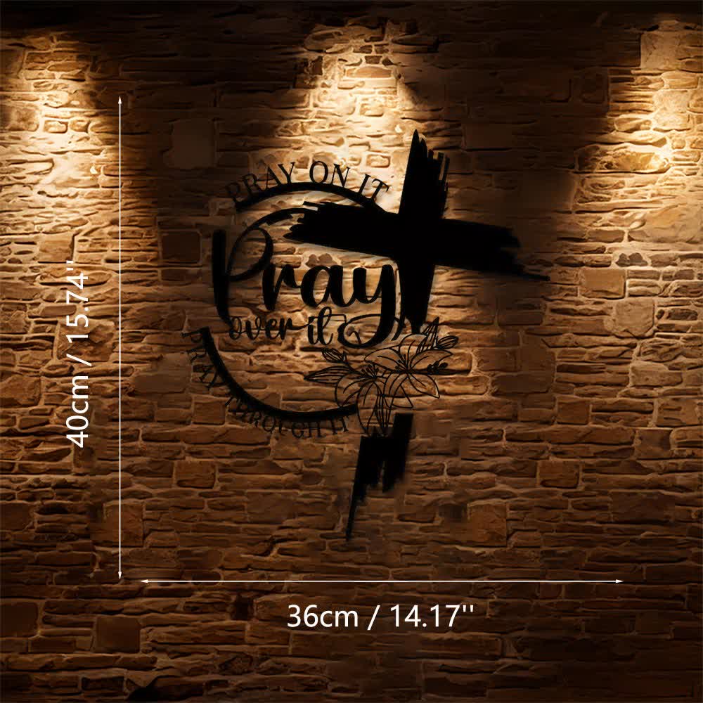 Christianartworkshop Modern Style Pray Over It Quote Inspirational Metal Wall Decor - Black - 14.17"*15.74"0.039"/36*40*0.1cm - image 8