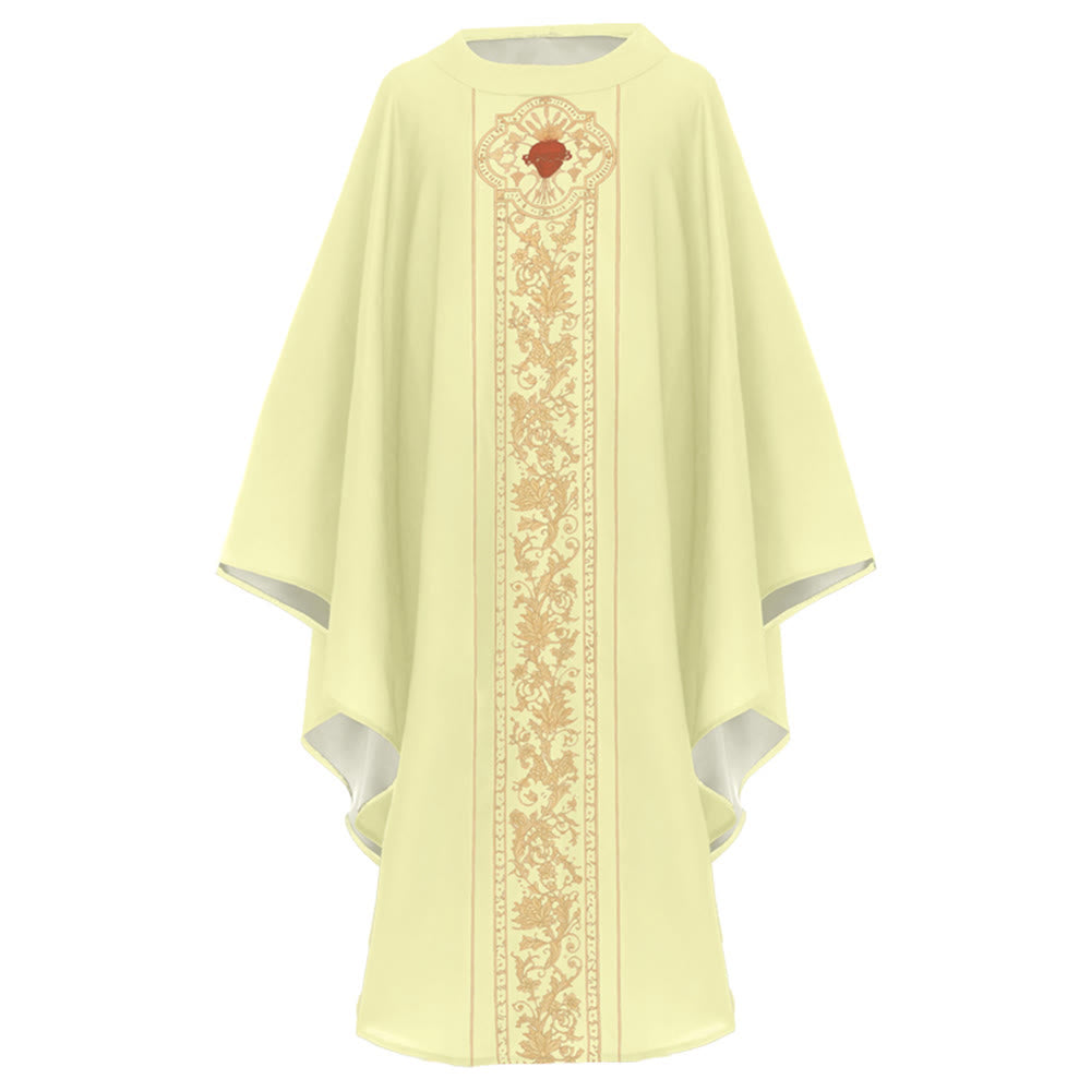 Christianartworkshop Chasuble With Sacred Heart Crest And Floral Vine Embroidery Chasuble - image 7