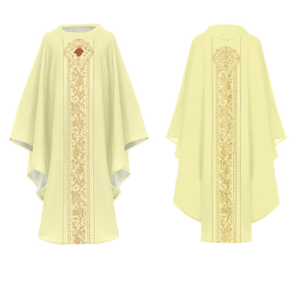 Christianartworkshop Chasuble With Sacred Heart Crest And Floral Vine Graphic Chasuble - image 8