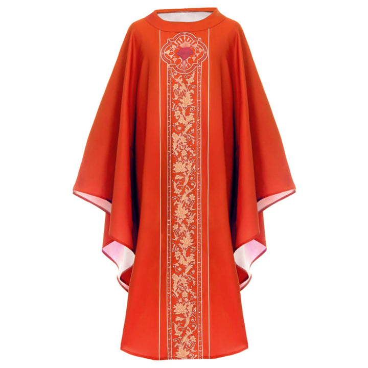 Christianartworkshop Chasuble With Sacred Heart Crest And Floral Vine Embroidery Chasuble - image 4