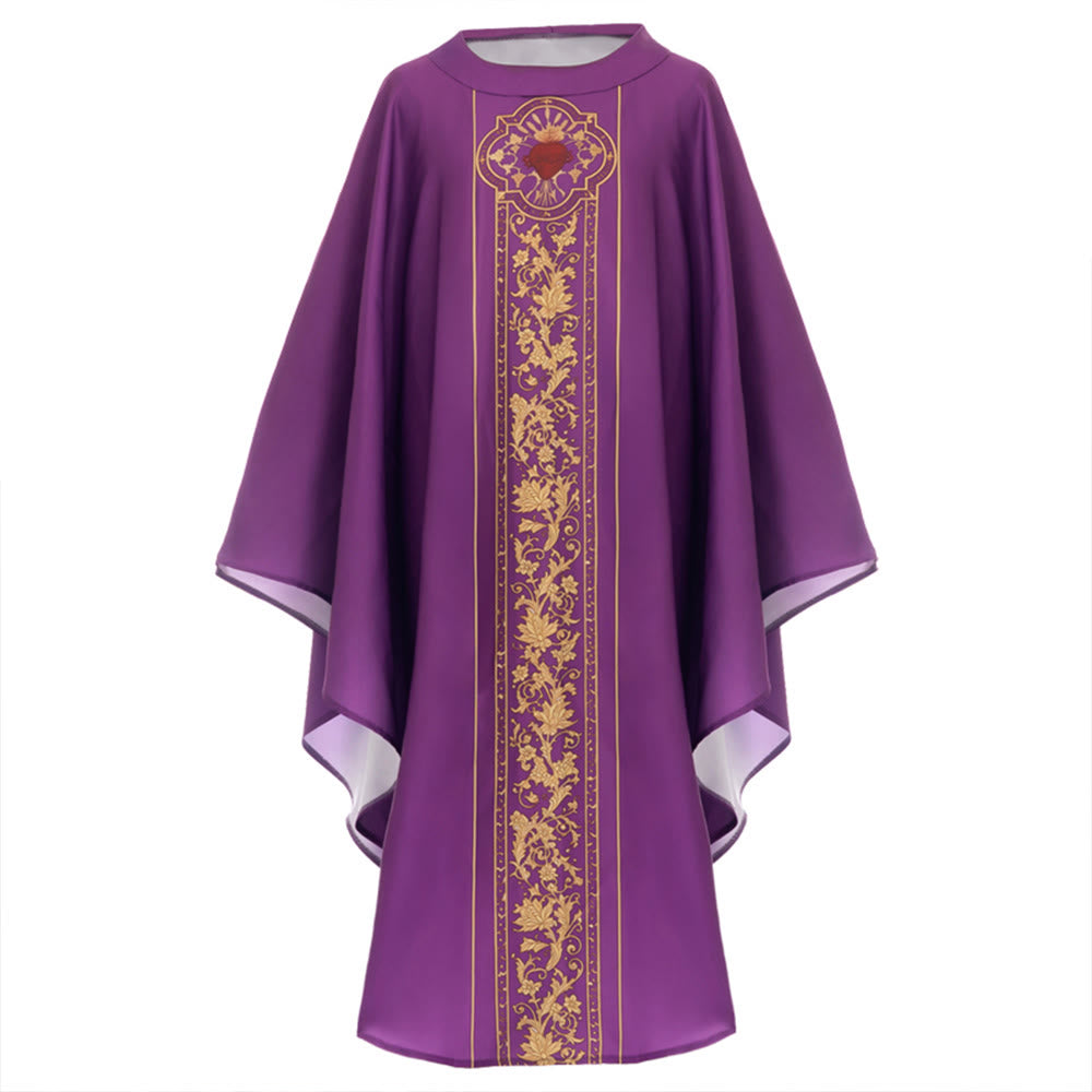 Christianartworkshop Chasuble With Sacred Heart Crest And Floral Vine Embroidery Chasuble - image 10