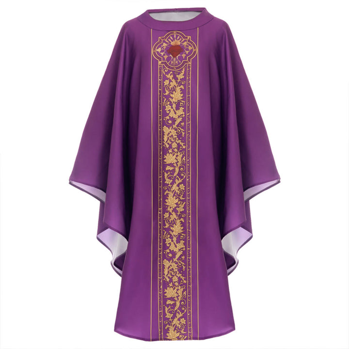 Christianartworkshop Chasuble With Sacred Heart Crest And Floral Vine Embroidery Chasuble - image 10