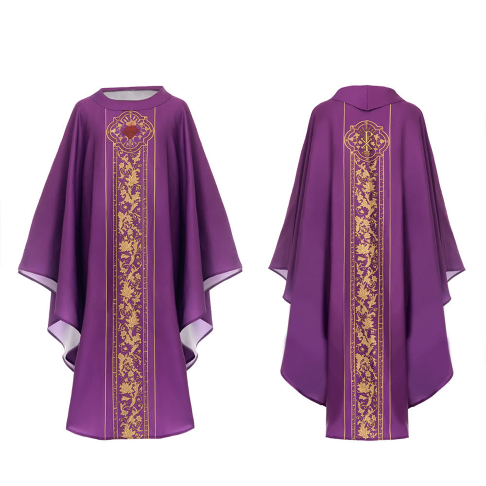 Christianartworkshop Chasuble With Sacred Heart Crest And Floral Vine Embroidery Chasuble - image 11
