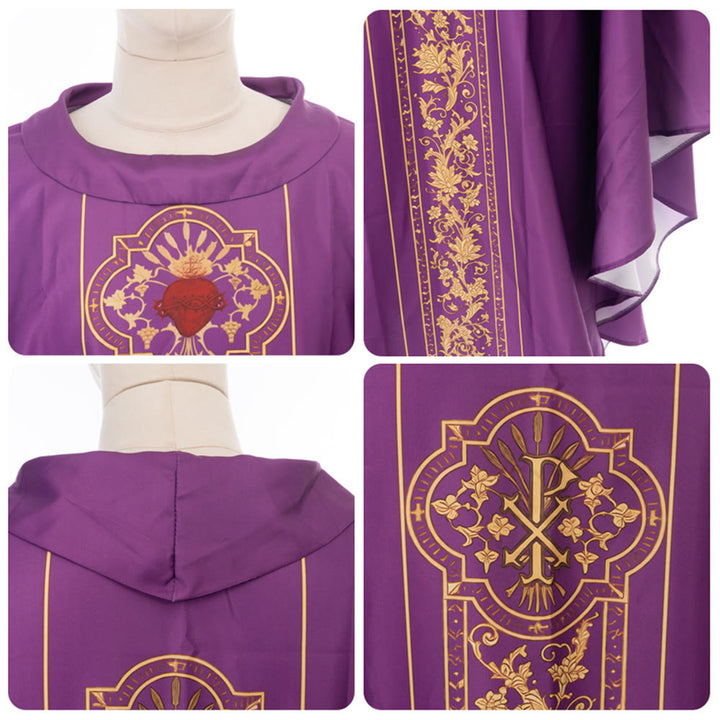 Christianartworkshop Chasuble With Sacred Heart Crest And Floral Vine Embroidery Chasuble - image 15
