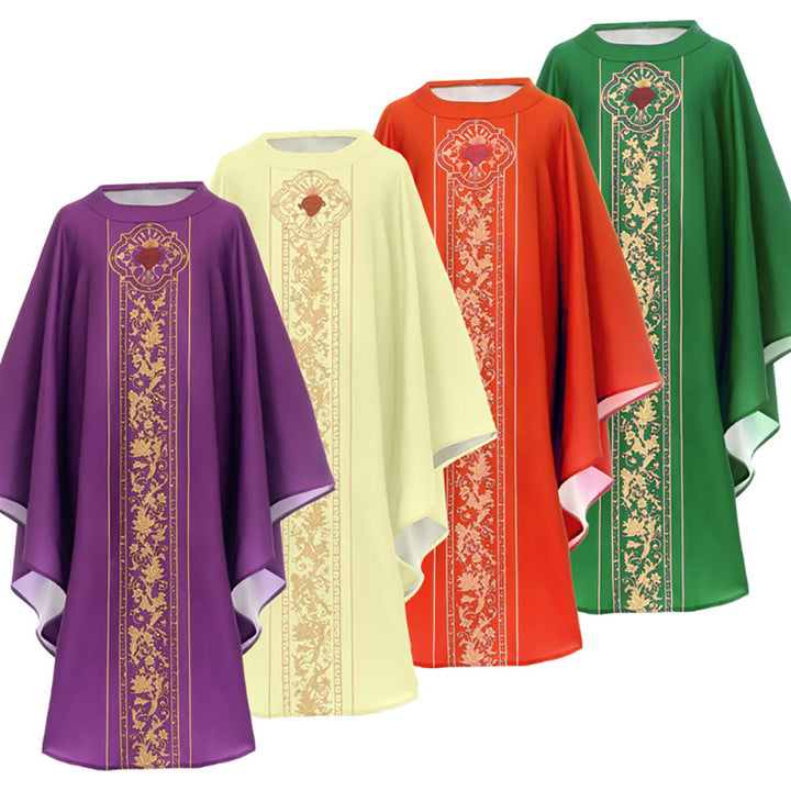 Christianartworkshop Chasuble With Sacred Heart Crest And Floral Vine Embroidery Chasuble - image 17