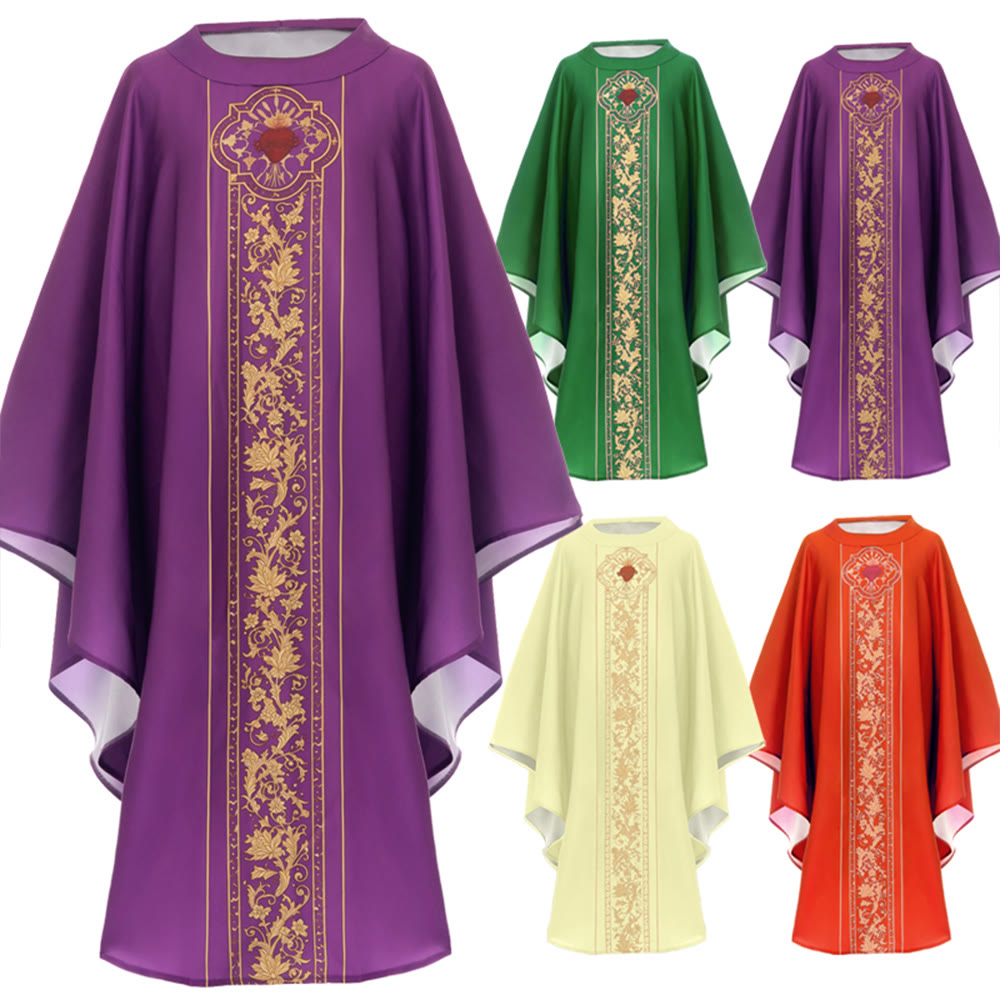 Christianartworkshop Chasuble With Sacred Heart Crest And Floral Vine Graphic Chasuble - image 16