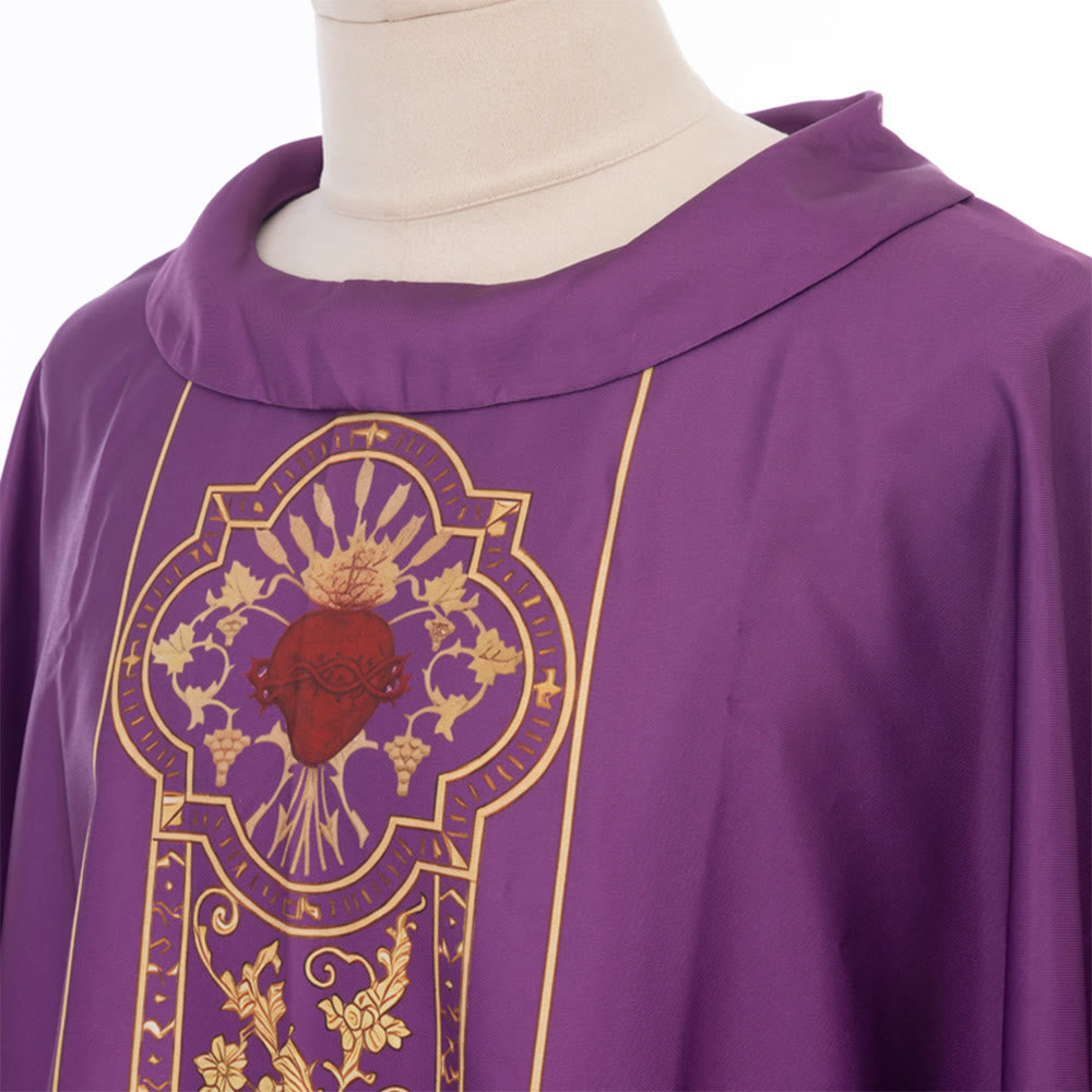 Christianartworkshop Chasuble With Sacred Heart Crest And Floral Vine Embroidery Chasuble - image 12