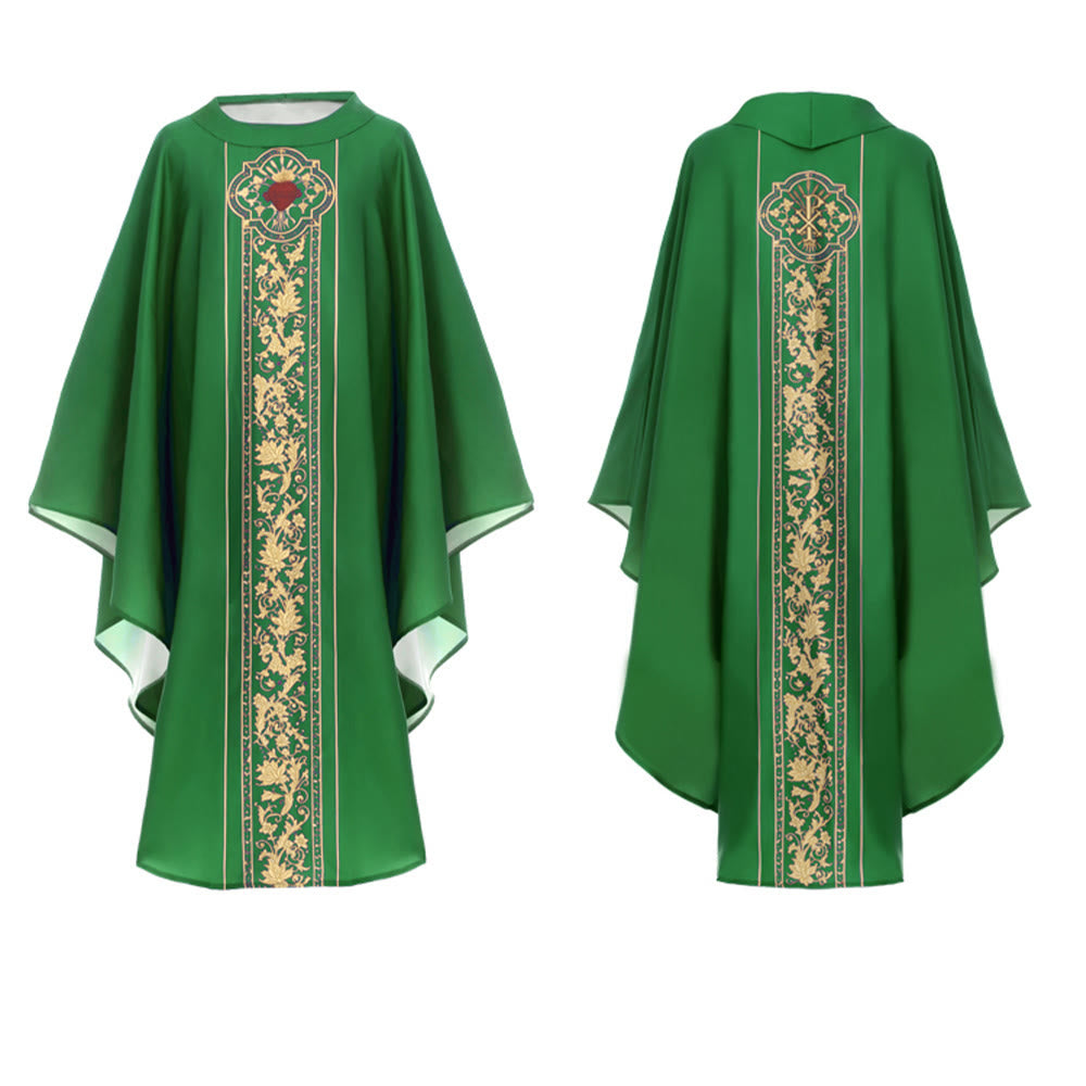 Christianartworkshop Chasuble With Sacred Heart Crest And Floral Vine Embroidery Chasuble - image 2