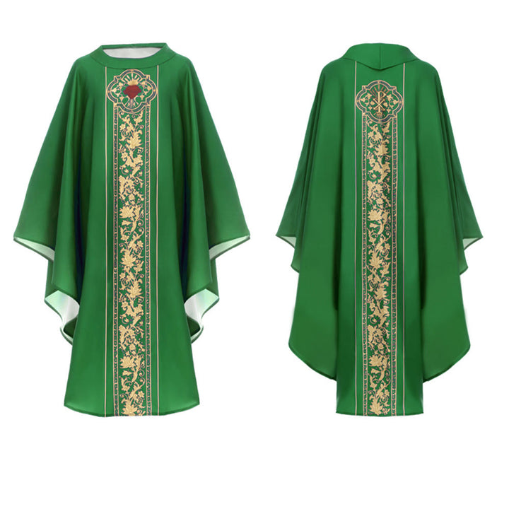 Christianartworkshop Chasuble With Sacred Heart Crest And Floral Vine Embroidery Chasuble - image 2