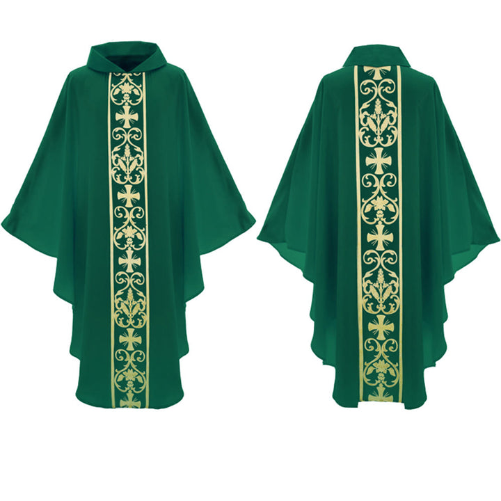 Christianartworkshop Elegant Chasuble With Central Cross, Floral Vine And Wheat Embroidery Chasuble - image 8