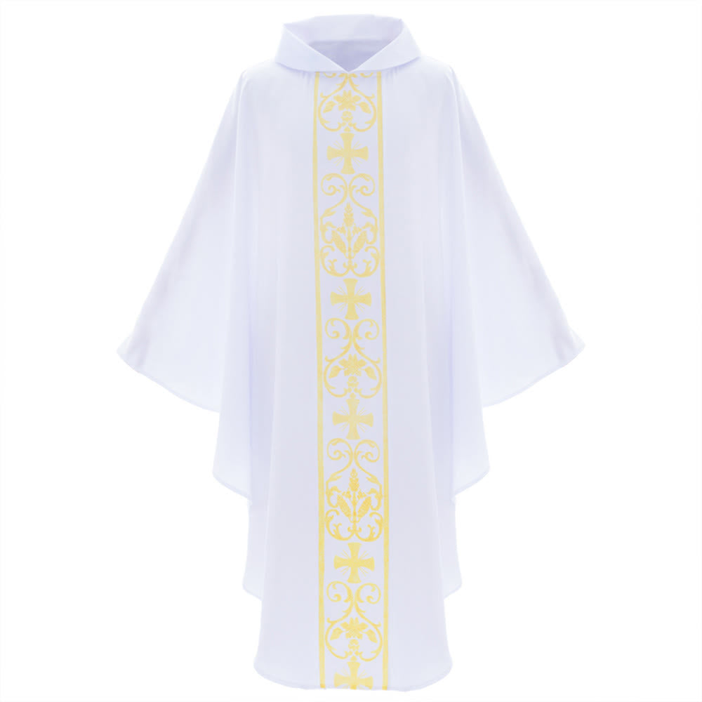 Christianartworkshop Elegant Chasuble With Central Cross, Floral Vine And Wheat Chasuble - image 1