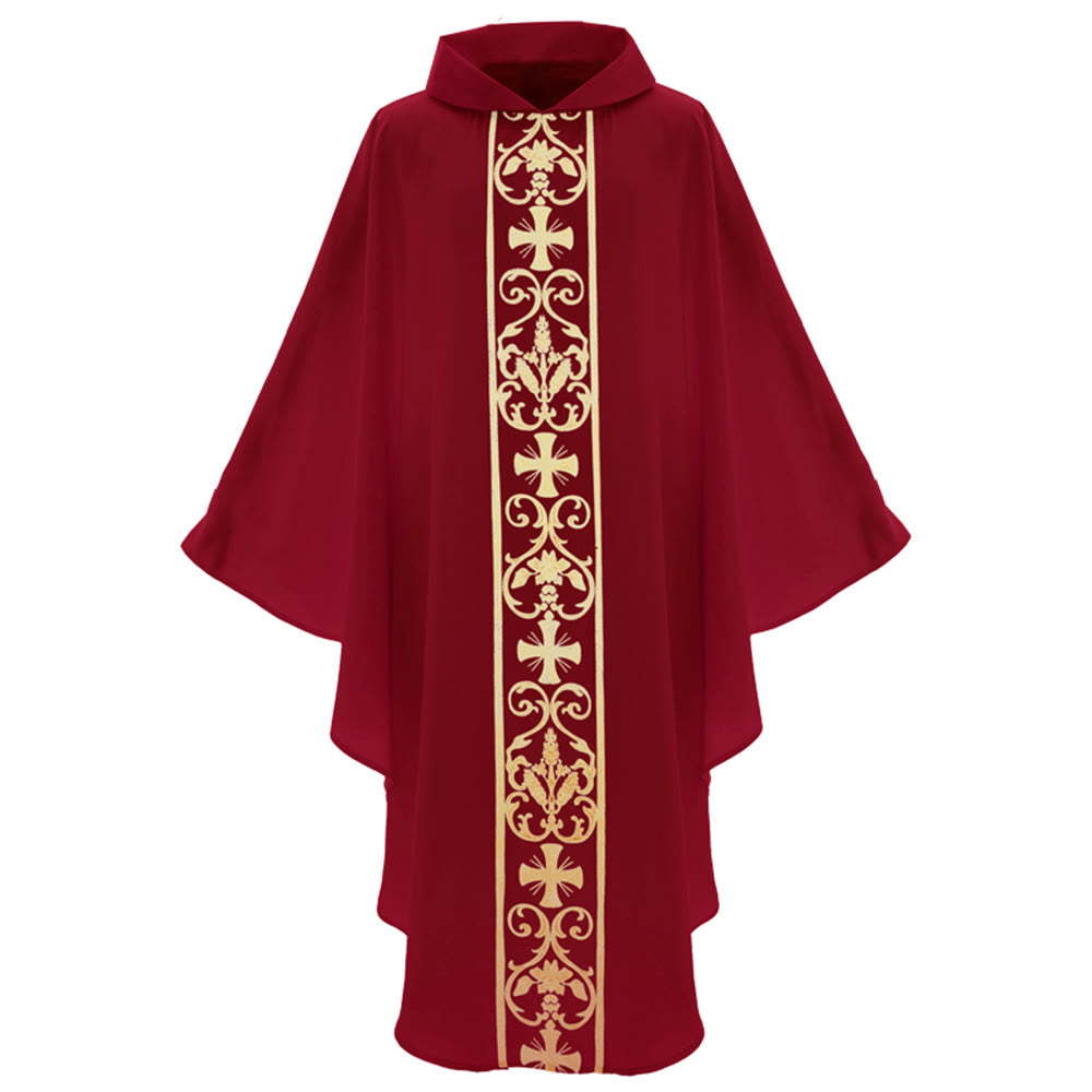 Christianartworkshop Elegant Chasuble With Central Cross, Floral Vine And Wheat Chasuble - image 11