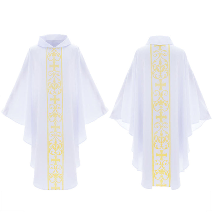 Christianartworkshop Elegant Chasuble With Central Cross, Floral Vine And Wheat Chasuble - image 3