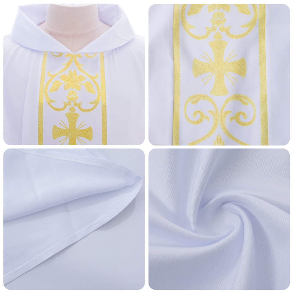 Christianartworkshop Elegant Chasuble With Central Cross, Floral Vine And Wheat Embroidery Chasuble - image 5
