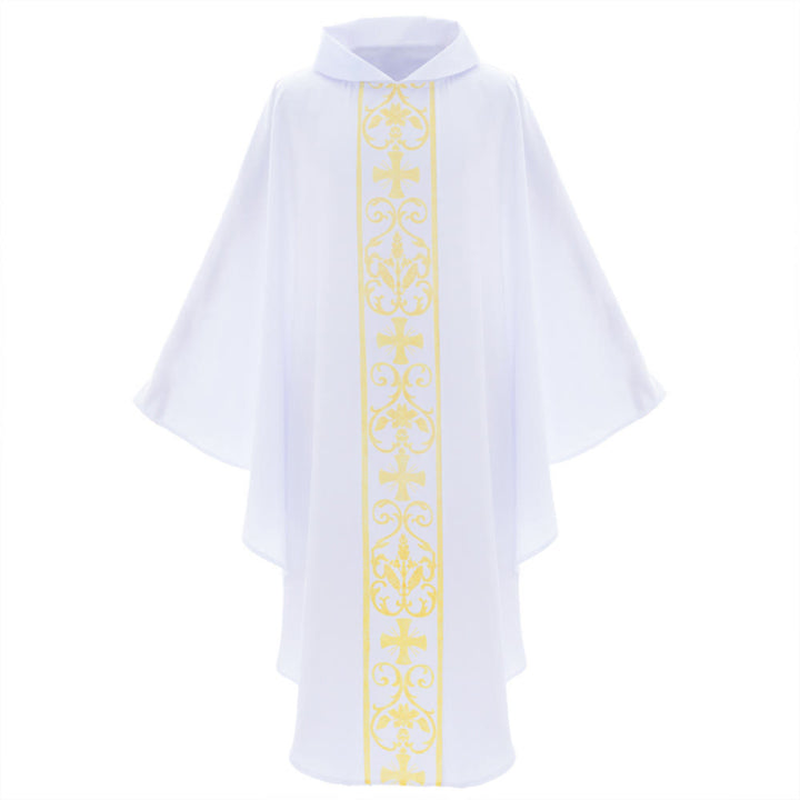 Christianartworkshop Elegant Chasuble With Central Cross, Floral Vine And Wheat Embroidery Chasuble - image 1