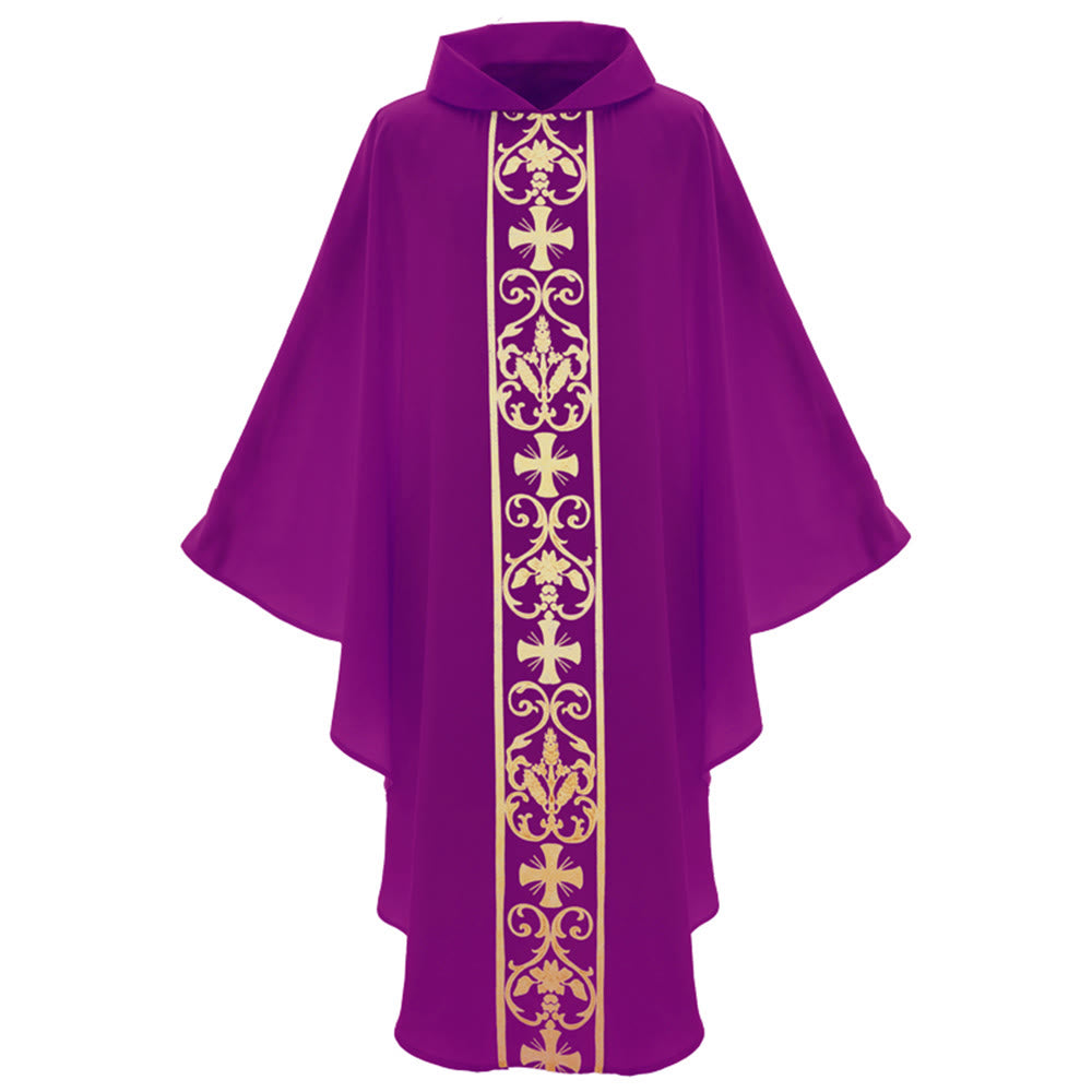 Christianartworkshop Elegant Chasuble With Central Cross, Floral Vine And Wheat Chasuble - image 14