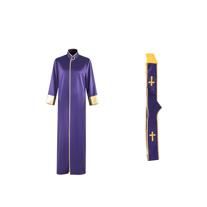Christianartworkshop Traditional Pastor Robe With Vertical Cross Accents And Sleeve Trim Clergy Robe - image 21
