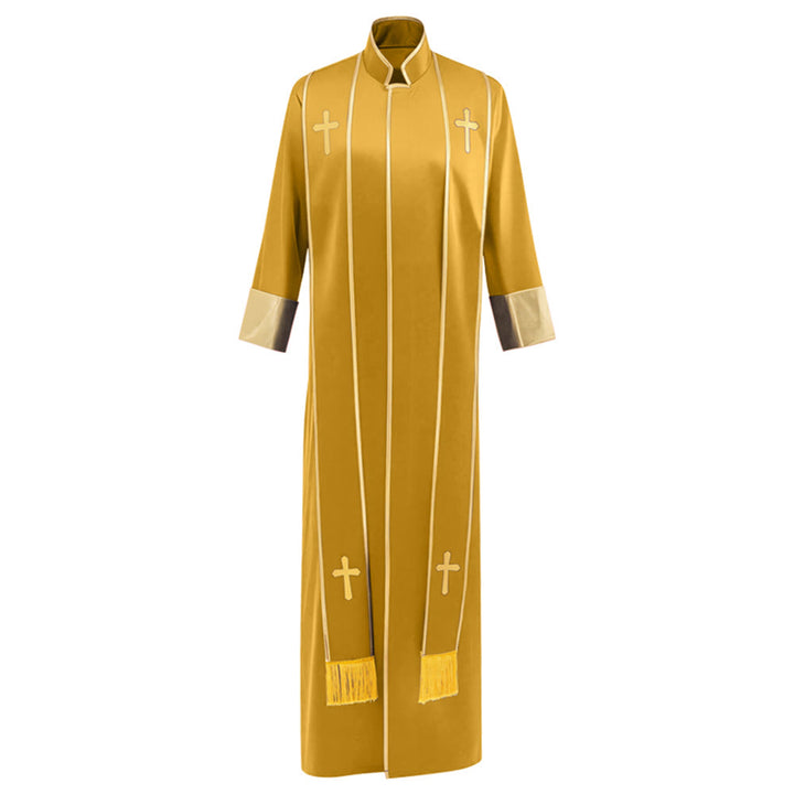 Christianartworkshop Traditional Pastor Robe With Vertical Cross Accents And Sleeve Trim Clergy Robe - image 29