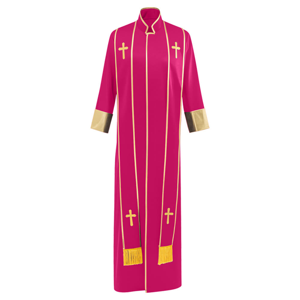 Christianartworkshop Traditional Pastor Robe With Vertical Cross Accents And Sleeve Trim Clergy Robe - image 10