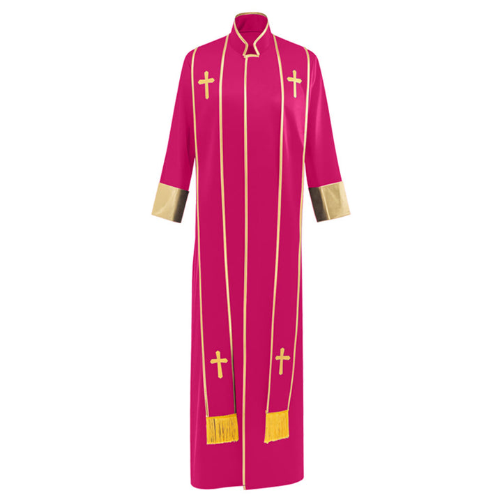 Christianartworkshop Traditional Pastor Robe With Vertical Cross Accents And Sleeve Trim Clergy Robe - image 10