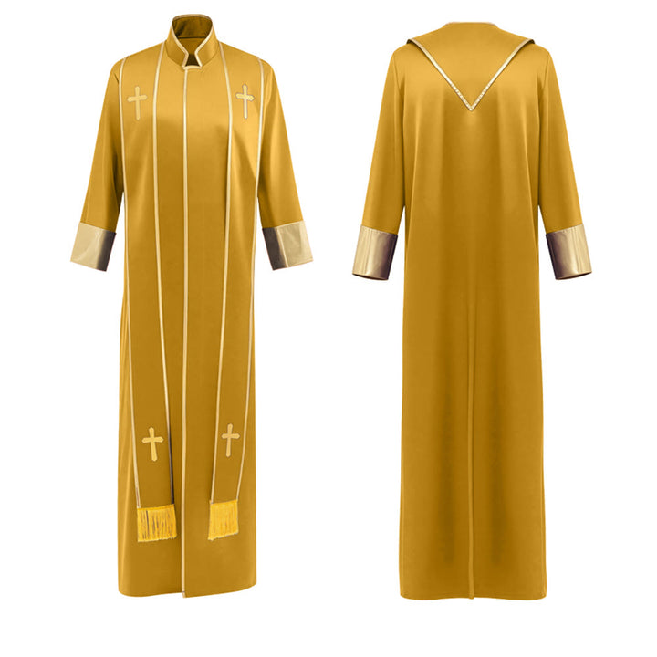 Christianartworkshop Traditional Pastor Robe With Vertical Cross Accents And Sleeve Trim Clergy Robe - image 26