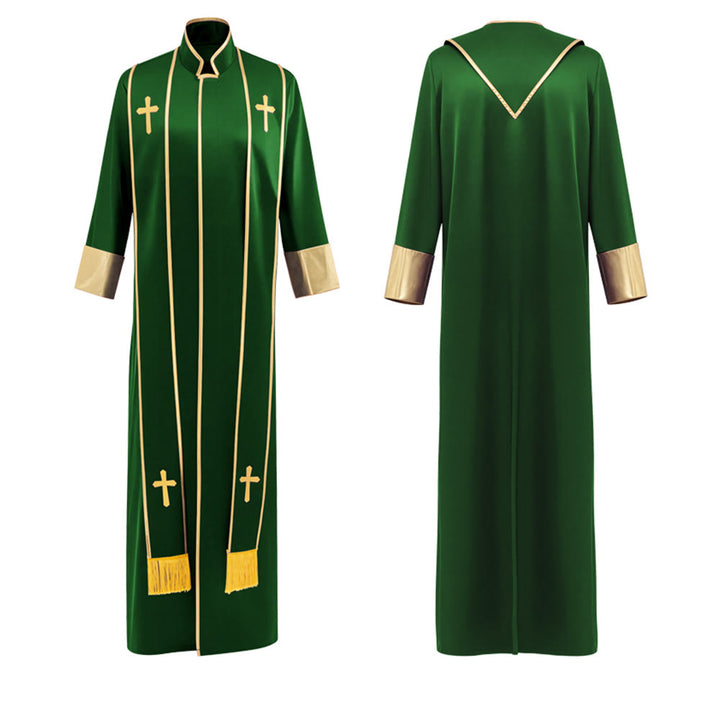 Christianartworkshop Traditional Pastor Robe With Vertical Cross Accents And Sleeve Trim Clergy Robe - image 5