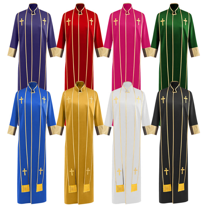 Christianartworkshop Traditional Pastor Robe With Vertical Cross Accents And Sleeve Trim Clergy Robe - image 33