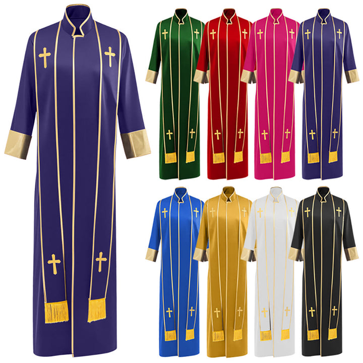 Christianartworkshop Traditional Pastor Robe With Vertical Cross Accents And Sleeve Trim Clergy Robe - image 34