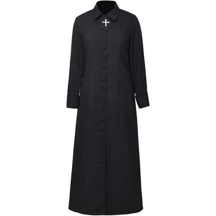 Christianartworkshop Women's Pastor Robe With Collar Cross Motif And Feminine Silhouette Women's Clergy Robe - image 4
