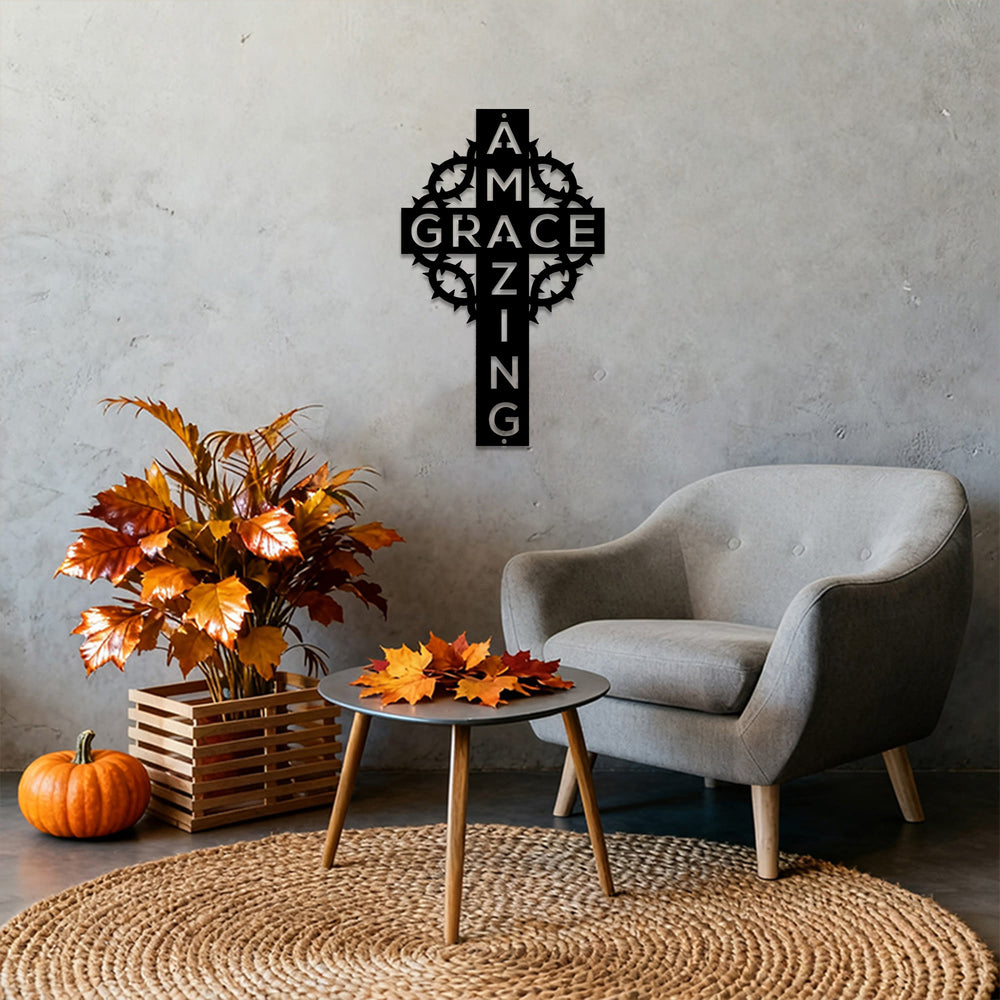 Christianartworkshop Amazing Grace Crown of Thorns Cross Metal Wall Decor: A Testament of Redemptive Love - image 1