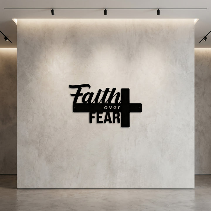 Christianartworkshop Cross-Design Faith Over Fear Metal Wall Decor: A Powerful Statement of Belief - image 2