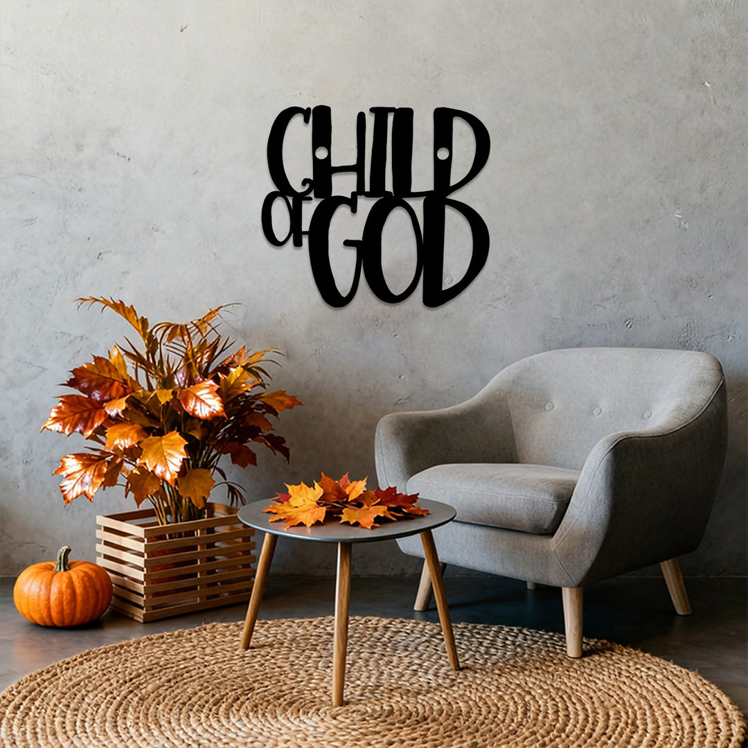Christianartworkshop Child of God Cursive Script Metal Wall Decor: A Bold Statement of Divine Identity - image 2