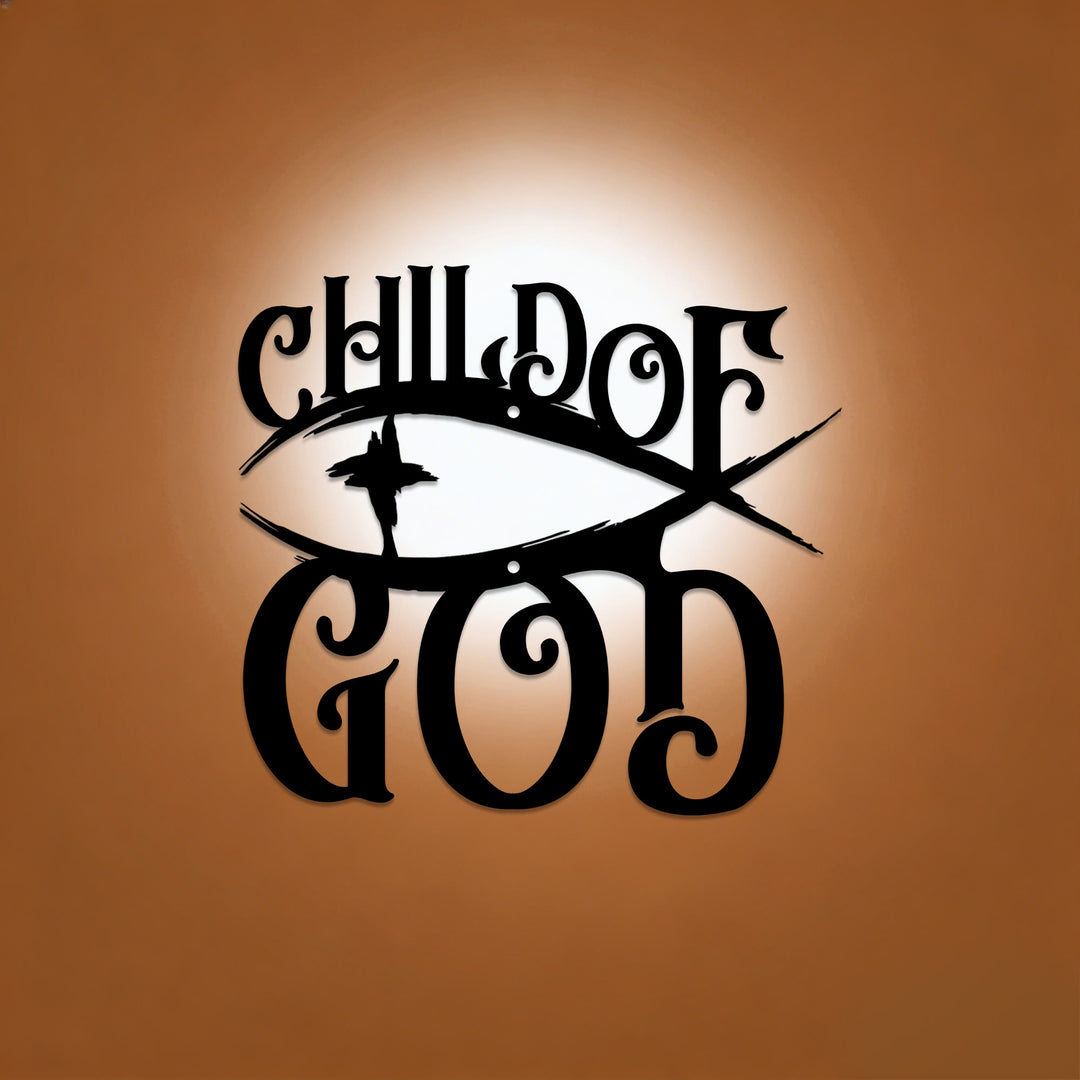 Christianartworkshop Child Of God Ichthys Cross Metal Wall Decor: A Bold Statement Of Beloved Identity - 14.34''*15.75''*0.04"/36.43*40*0.1cm - image 0