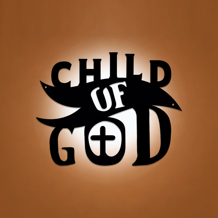 Christianartworkshop Child Of God With Cross In Letter O Metal Wall Decor: A Bold Statement Of Beloved Identity - 14.69''*15.75''*0.04"/37.31*40*0.1cm - image 0