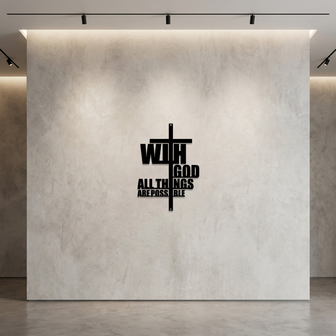 Christianartworkshop With God All Things Are Possible Cross-Integrated Metal Wall Decor: A Powerful Statement Of Faith - image 2