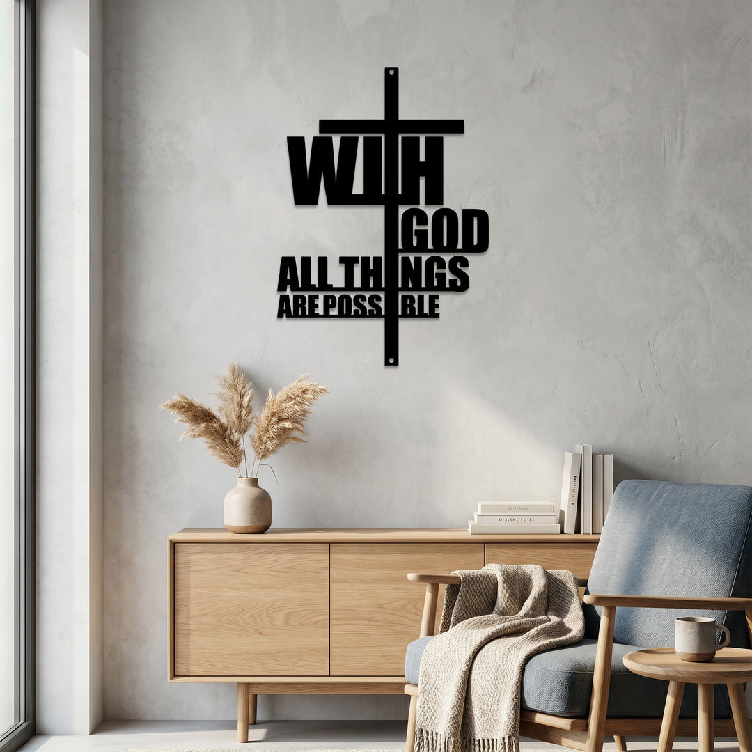 Christianartworkshop With God All Things Are Possible Cross-Integrated Metal Wall Decor: A Powerful Statement Of Faith - image 4