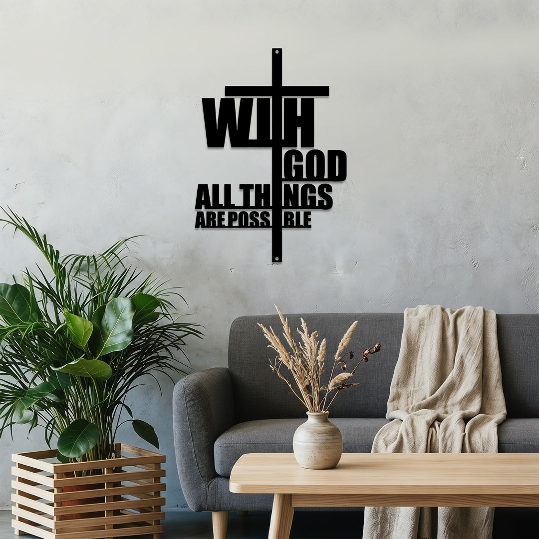 Christianartworkshop With God All Things Are Possible Cross-Integrated Metal Wall Decor: A Powerful Statement Of Faith - image 3