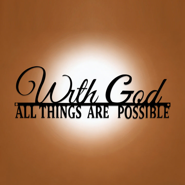 Christianartworkshop With God All Things Are Possible Dual-Font Metal Wall Decor: A Graceful Statement Of Faith - 7.48''*19.69''*0.05"/37*50*0.12cm - image 0