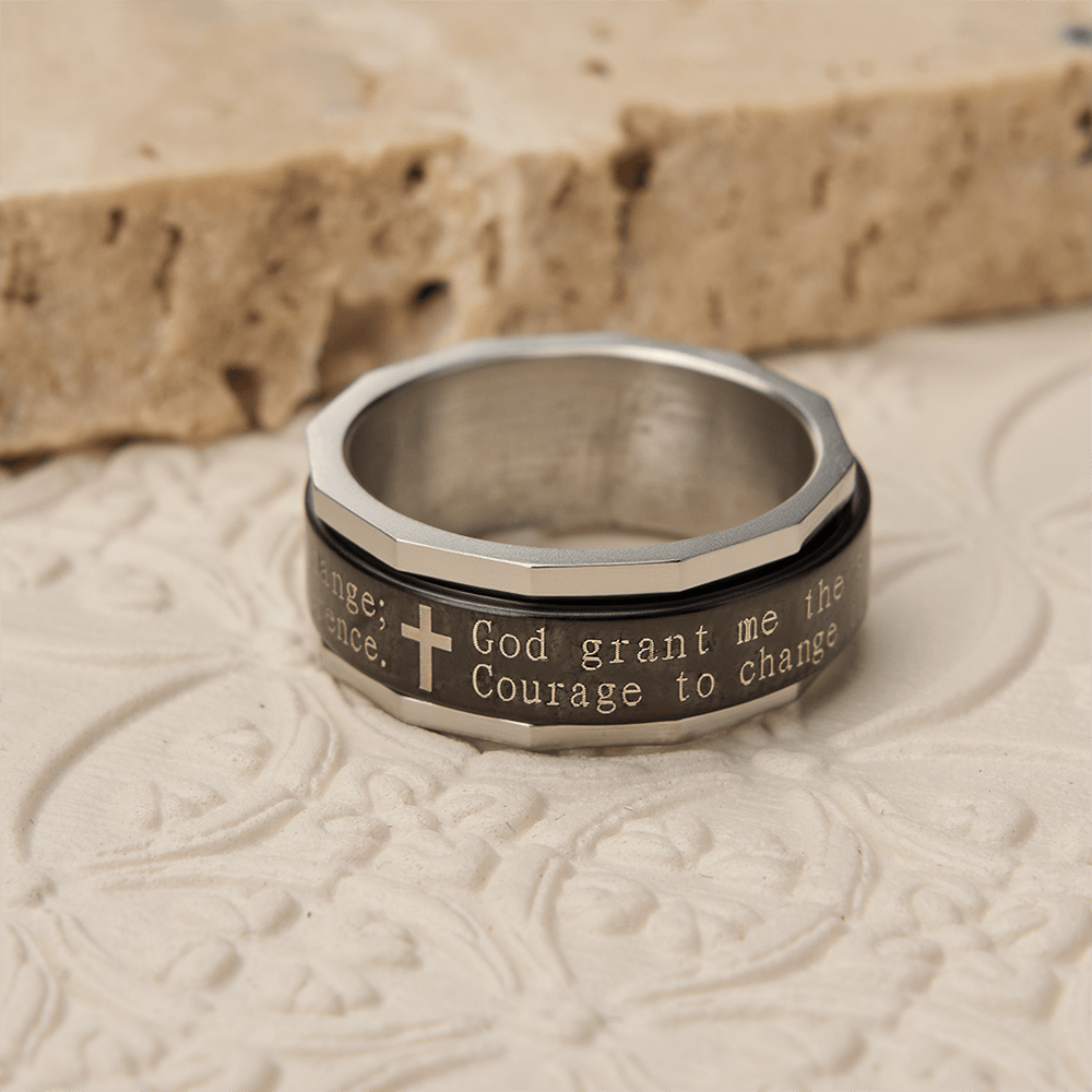 Christianartworkshop Serenity Prayer Spinner Ring with Cross Engraving: A Symbol of Divine Courage - image 3