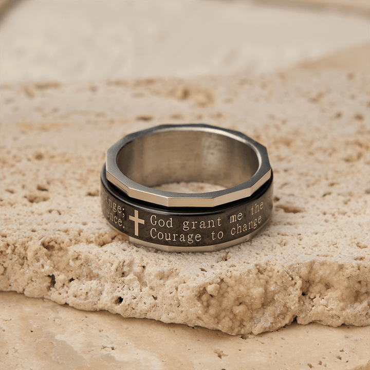 Christianartworkshop Serenity Prayer Spinner Ring with Cross Engraving: A Symbol of Divine Courage - image 4
