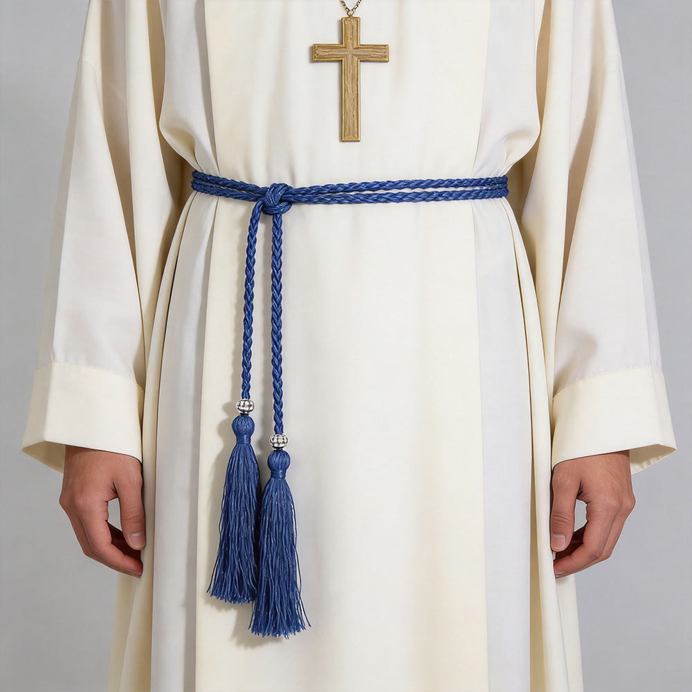 Christianartworkshop Braided Cincture with Accents & Tassels: A Sacred Liturgical Accessory - Blue - image 14