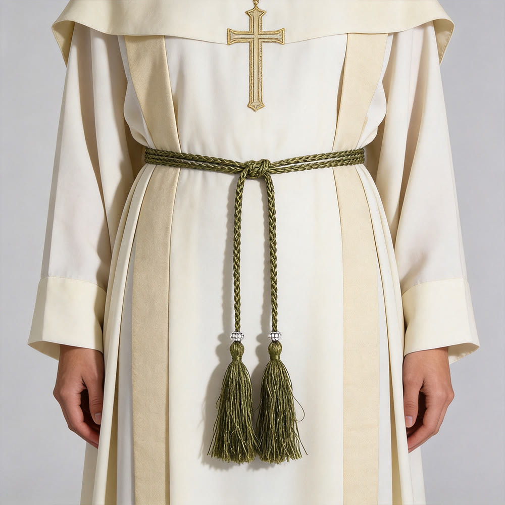 Christianartworkshop Braided Cincture with Accents & Tassels: A Sacred Liturgical Accessory - Olive Green - image 12