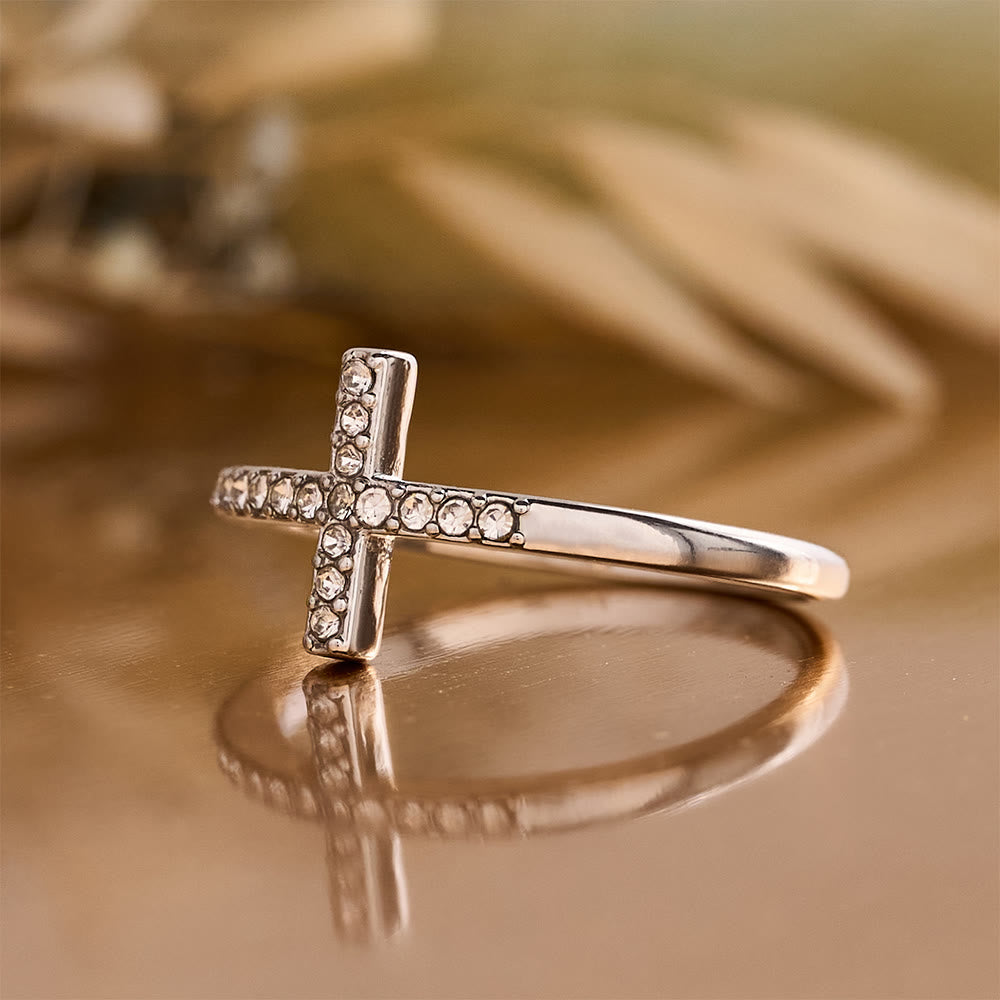 Christianartworkshop Delicate Sideways Cross Zircon Ring with All-Over Stone Setting: A Reminder of Understated Divine Grace - image 13
