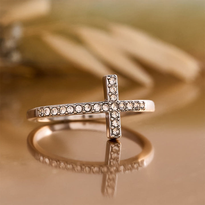 Christianartworkshop Delicate Sideways Cross Zircon Ring with All-Over Stone Setting: A Reminder of Understated Divine Grace - image 14