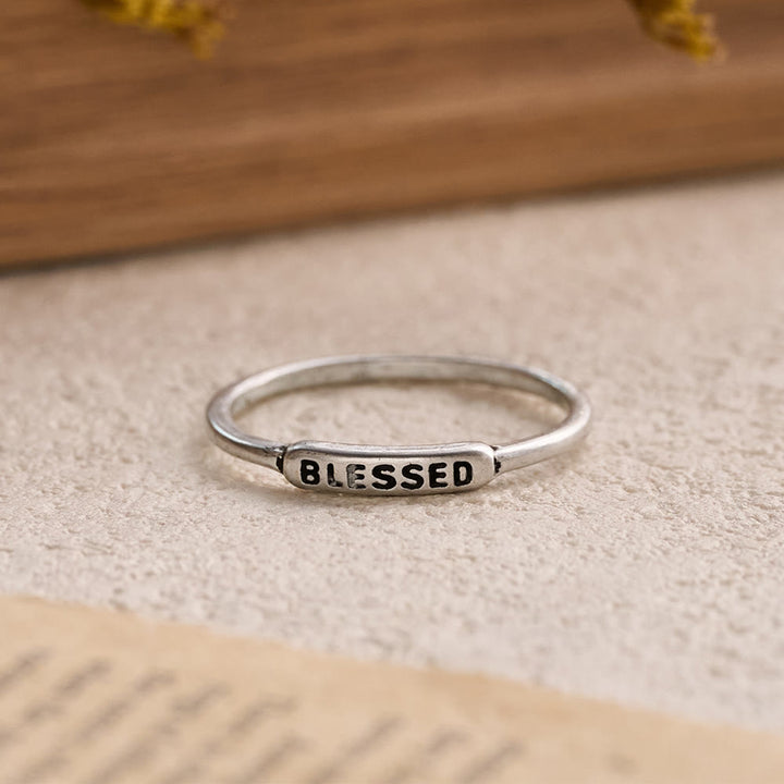 Christianartworkshop Refined Stackable Ring Set with Engraved BLESSED/FAITH/HOPE Text: An Emblem of Quiet Devotion - image 5