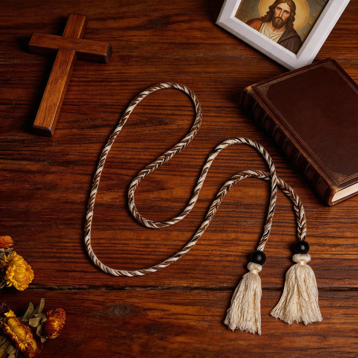 Christianartworkshop Clergy Cincture with Ornate Bead & Tassel Details: A Symbol of Priestly Vocation - image 2