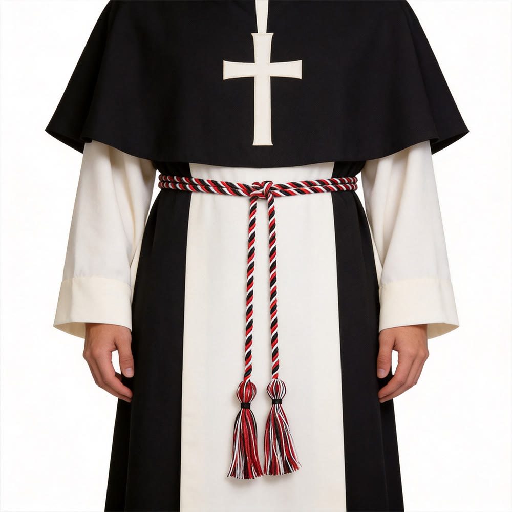 Christianartworkshop Clergy Cincture with Ornate Tassel Accents: A Symbol of Priestly Vocation - White & Red & Black - image 4