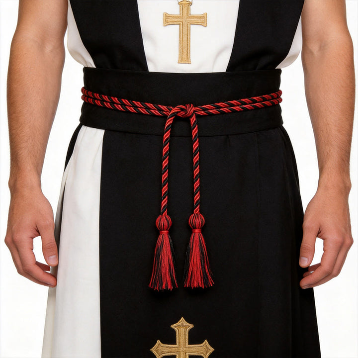 Christianartworkshop Clergy Cincture with Ornate Tassel Accents: A Symbol of Priestly Vocation - Black & Red - image 6