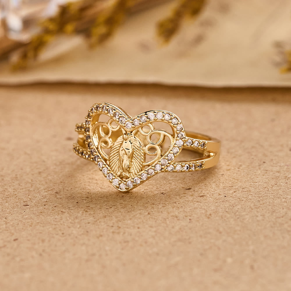 Christianartworkshop Heart-Shaped Our Lady of Guadalupe Zircon Ring: A Symbol of Divine Love - image 2